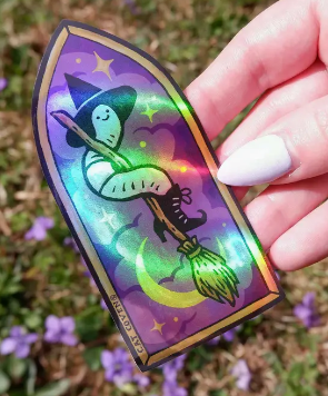 Worm On A Broom - Holographic Sticker