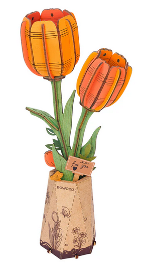 Orange Tulip Wooden Flower Kit