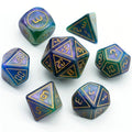 Cybernated XL Purple and Green Poly 7 Dice Set