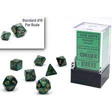Scarab Jade/gold Mini-Poly 7 Dice Set