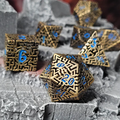 Mad Maze Antique Gold Hollow Metal RPG Dice Set