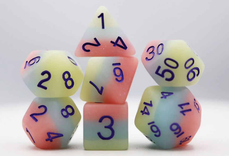 Peach Snow Cone Poly 7 Dice Set