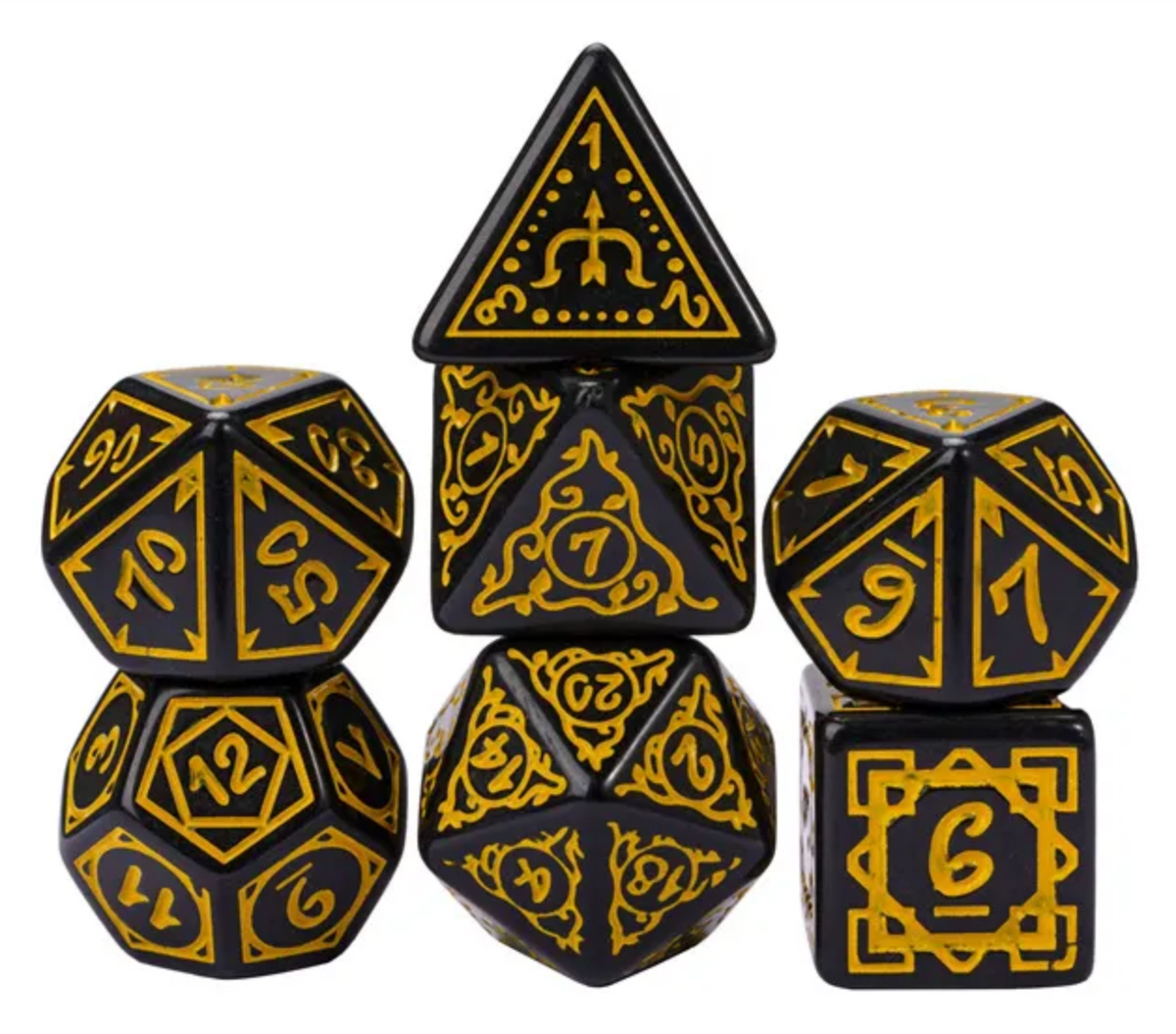 Cryptic Knots Golden Cuirass Poly 7 Dice Set