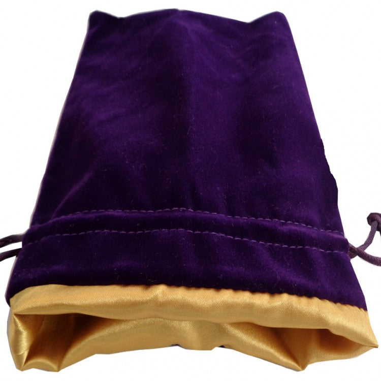 Large Velvet/Satin Dice Bag: Purple/Gold 6x8