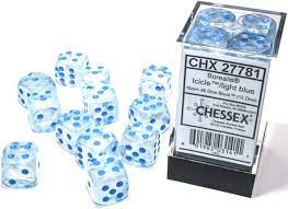 Icicle w/light blue 16mm Borealis Luminary Dice Set