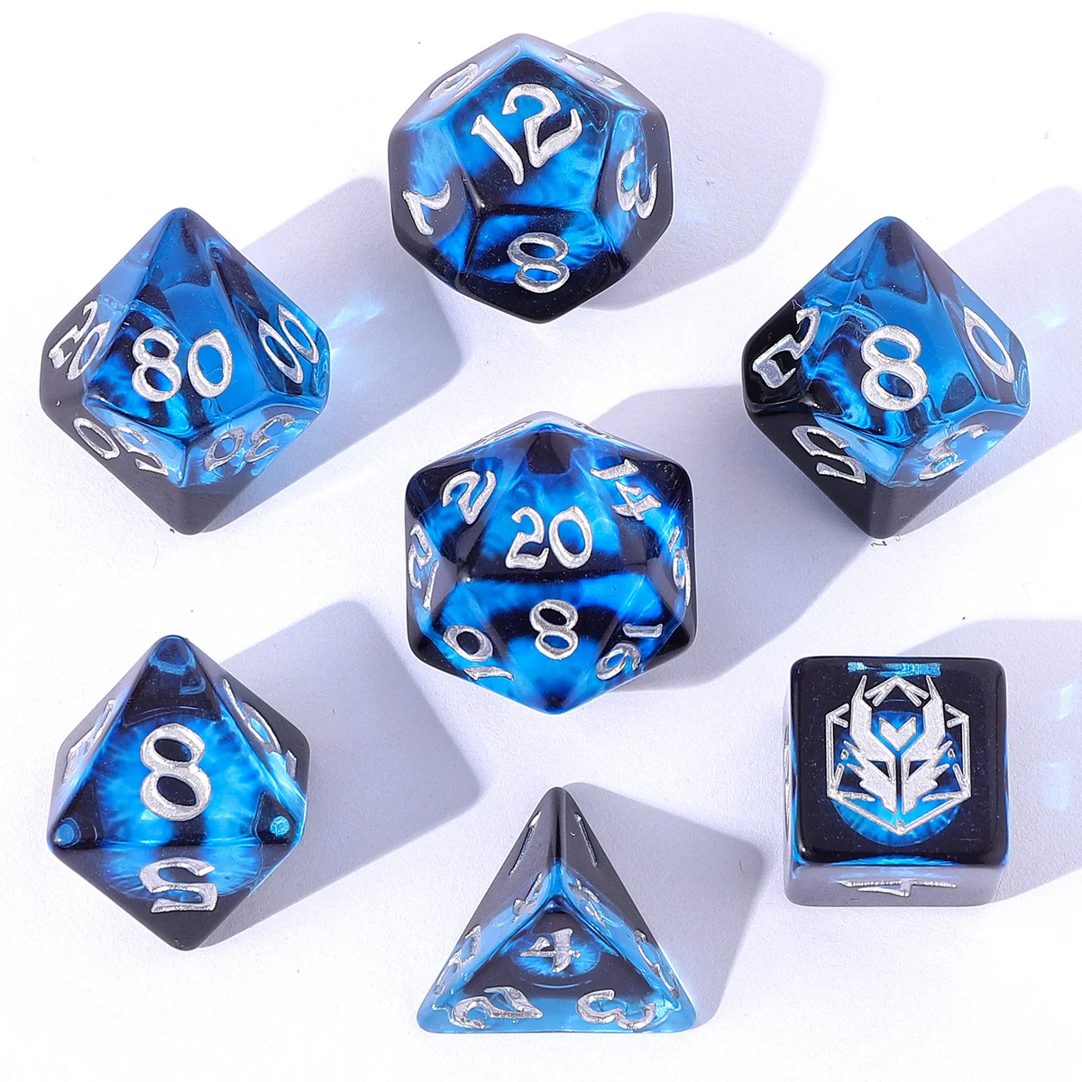 Wyrmforged Rollers  - Dragon Eye Blue - Rounded Poly 7 Dice Set