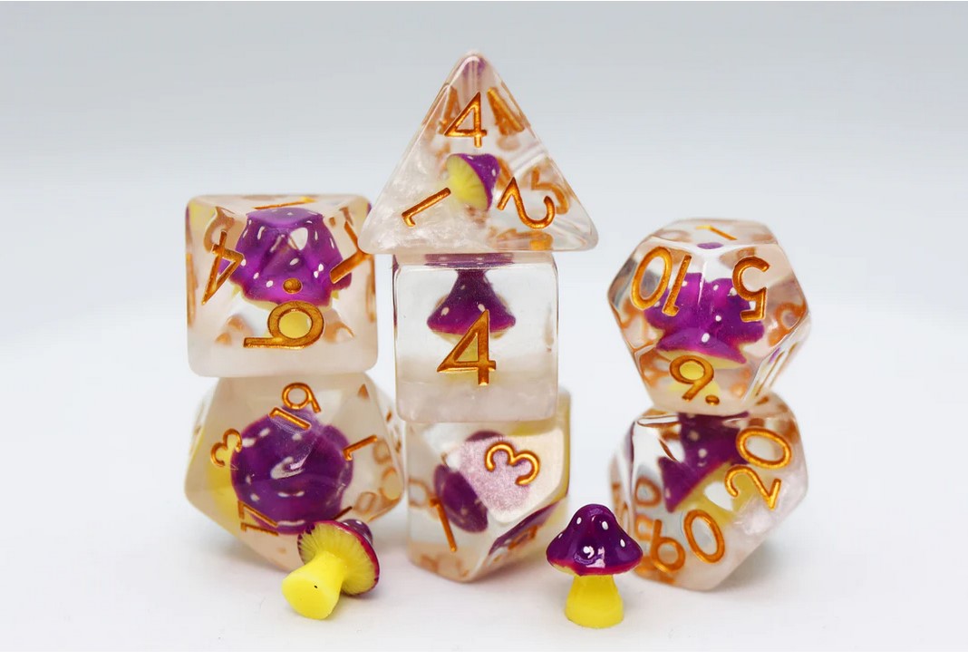 Purple Mushroom Poly 7 Dice Set