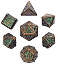 Cryptic Reliquary Shimmering Green Metal RPG Dice Set