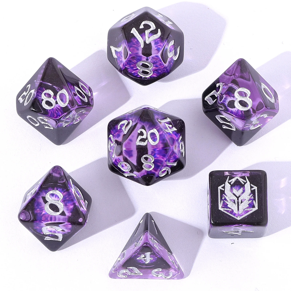 Wyrmforged Rollers  - Dragon Eye Purple - Rounded Poly 7 Dice Set