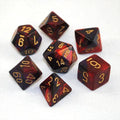 Purple-Red/gold Gemini Poly 7 dice set