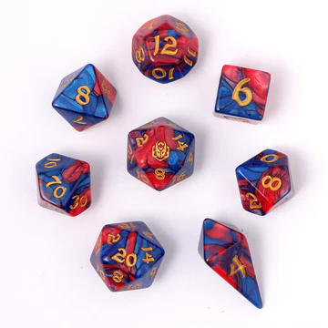 Wyrmforged Rollers - Rounded Edge 8 Piece Polyhedral Dice set-Stormcaller