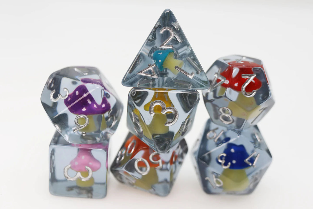 Whimsical Mushrooms Poly 7 Dice Set
