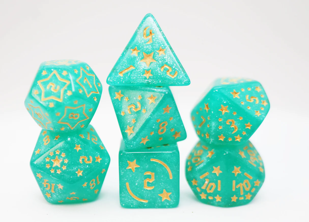 Shooting Stars: Magnesium Poly 7 Dice Set