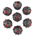Dragons Bauble Gunmetal Red Hollow Metal Poly 7 Dice Set