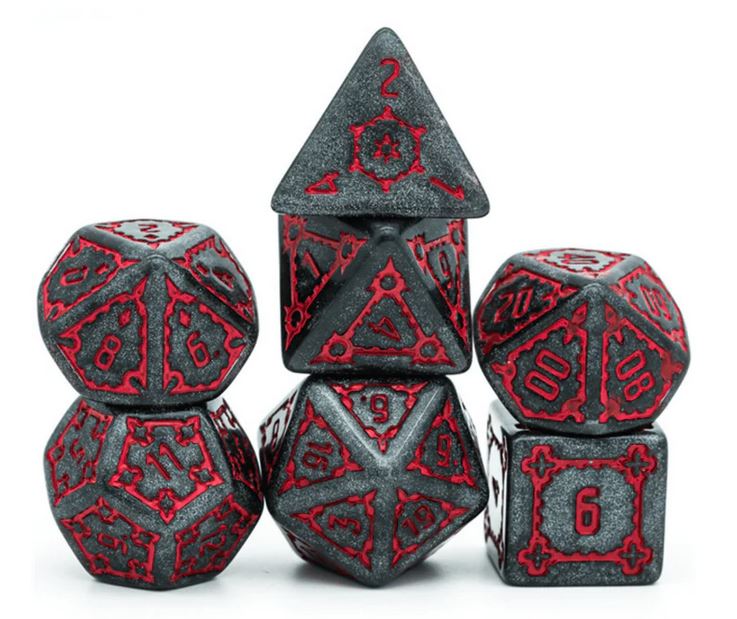 Huge Black Castle Poly 7 Dice Set